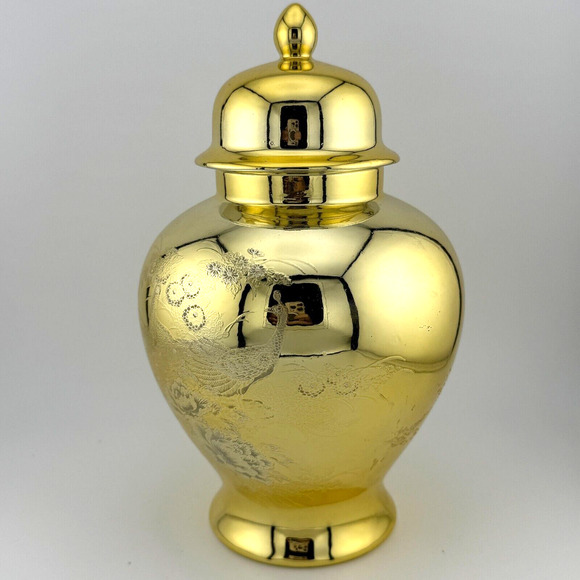 Japanese Ginger Jar Gold Gilt Silver Pheasant - Picture 5 of 10
